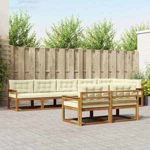 vidaXL Set de canapele de exterior cu pernă 8 pcs Natural și Crem imagine