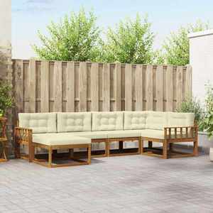 vidaXL Set de canapele de exterior cu pernă 6 pcs Natural și Crem imagine