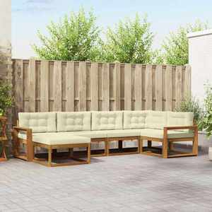 vidaXL Set de canapele de exterior cu pernă 6 pcs Natural și Crem imagine