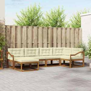 vidaXL Set de canapele de exterior cu pernă 6 pcs Natural și Crem imagine
