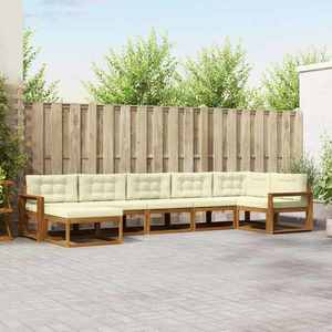 vidaXL Set de canapele de exterior cu pernă 7 pcs Natural și Crem imagine