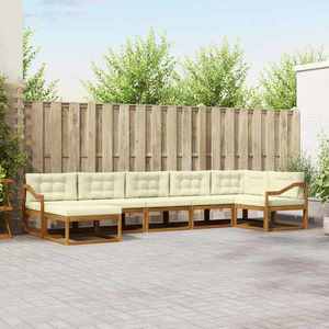 vidaXL Set de canapele de exterior cu pernă 7 pcs Natural și Crem imagine