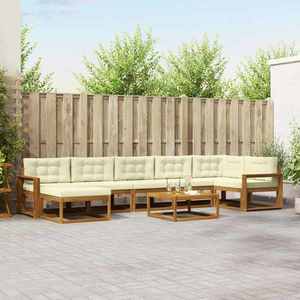vidaXL Set de canapele de exterior cu pernă 8 pcs Natural și Crem imagine