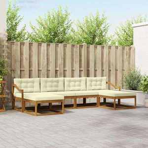 vidaXL Set de canapele de exterior cu pernă 6 pcs Natural și Crem imagine