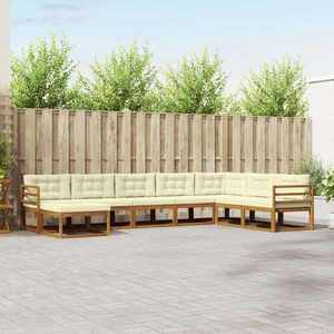vidaXL Set de canapele de exterior cu pernă 8 pcs Natural și Crem imagine