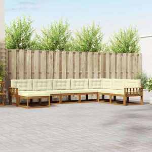 vidaXL Set de canapele de exterior cu pernă 8 pcs Natural și Crem imagine