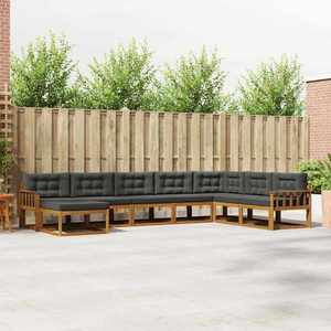 vidaXL Set de canapele de exterior cu pernă 8 pcs Natural și Antracit imagine