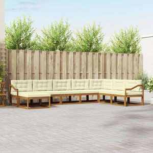 vidaXL Set de canapele de exterior cu pernă 8 pcs Natural și Crem imagine