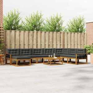 vidaXL Set de canapele de exterior cu pernă 9 pcs Natural și Antracit imagine