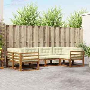 vidaXL Set de canapele de exterior cu pernă 6 pcs Natural și Crem imagine