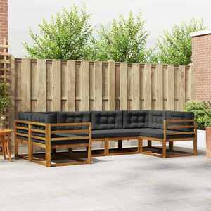 vidaXL Set de canapele de exterior cu pernă 6 pcs Natural și Antracit imagine