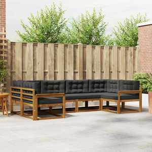 vidaXL Set de canapele de exterior cu pernă 6 pcs Natural și Antracit imagine