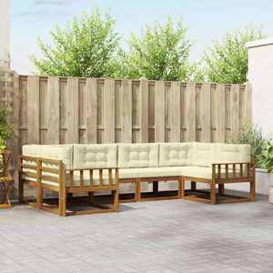 vidaXL Set de canapele de exterior cu pernă 6 pcs Natural și Crem imagine
