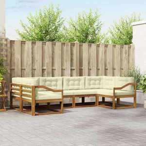 vidaXL Set de canapele de exterior cu pernă 6 pcs Natural și Crem imagine
