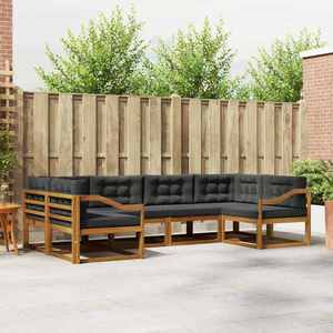 vidaXL Set de canapele de exterior cu pernă 6 pcs Natural și Antracit imagine