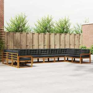 vidaXL Set de canapele de exterior cu pernă 10 pcs Natural și Antracit imagine