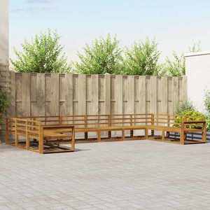 vidaXL Set de canapele de exterior 10 pcs natural Lemn Solid de Acacia imagine