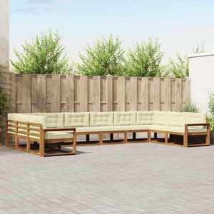 vidaXL Set de canapele de exterior cu pernă 10 pcs Natural și Crem imagine