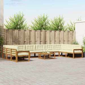 vidaXL Set de canapele de exterior cu pernă 11 pcs Natural și Crem imagine