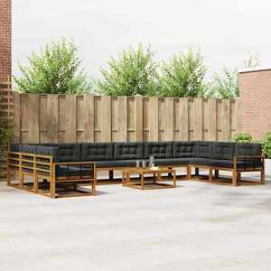 vidaXL Set de canapele de exterior cu pernă 11 pcs Natural și Antracit imagine