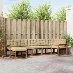vidaXL Set de canapele de exterior cu pernă 7 pcs Natural și Bej imagine