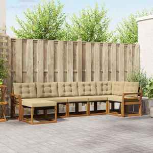vidaXL Set de canapele de exterior cu pernă 7 pcs Natural și Bej imagine