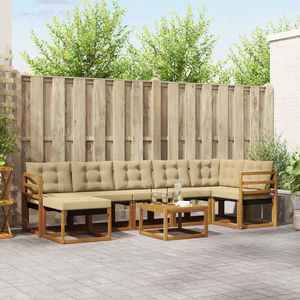 vidaXL Set de canapele de exterior cu pernă 8 pcs Natural și Bej imagine