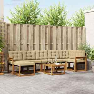 vidaXL Set de canapele de exterior cu pernă 8 pcs Natural și Bej imagine