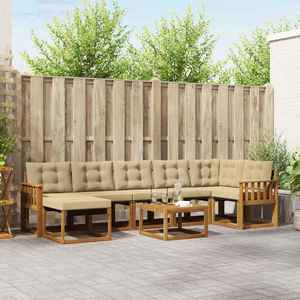 vidaXL Set de canapele de exterior cu pernă 8 pcs Natural și Bej imagine