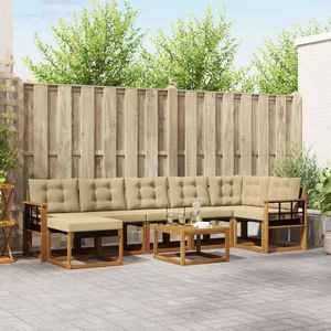 vidaXL Set de canapele de exterior cu pernă 8 pcs Natural și Bej imagine