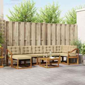 vidaXL Set de canapele de exterior cu pernă 8 pcs Natural și Bej imagine
