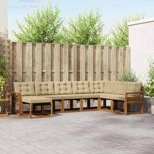 vidaXL Set de canapele de exterior cu pernă 8 pcs Natural și Bej imagine