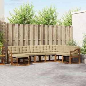 vidaXL Set de canapele de exterior cu pernă 8 pcs Natural și Bej imagine