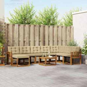 vidaXL Set de canapele de exterior cu pernă 9 pcs Natural și Bej imagine