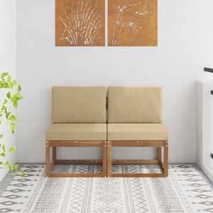 vidaXL 2 Bucată Canapea Medie pentru Exterior Lemn Solid de Acacia imagine