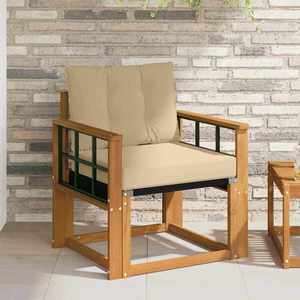 vidaXL Canapea de exterior Lemn solid de Acacia și Textilene natural imagine