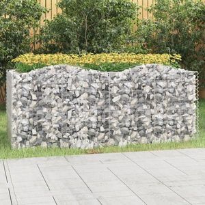 vidaXL Strat înălțat cu gabion arcuit, 200x100x100 cm, fier galvanizat imagine