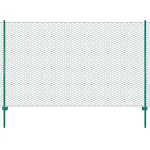 vidaXL Gard din plasă de sârmă cu stâlpi, verde, 25 x 1, 5 m, oțel imagine