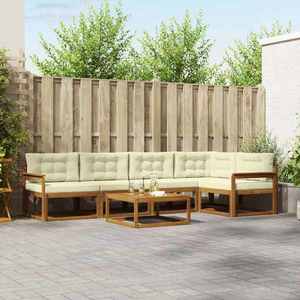 vidaXL Set de canapele de exterior cu pernă 6 pcs Natural și Crem imagine