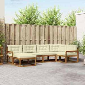 vidaXL Set de canapele de exterior cu pernă 6 pcs Natural și Crem imagine
