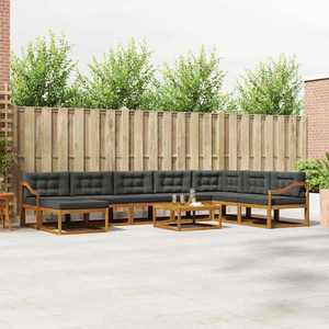 vidaXL Set de canapele de exterior cu pernă 9 pcs Natural și Antracit imagine