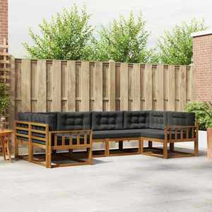 vidaXL Set de canapele de exterior cu pernă 6 pcs Natural și Antracit imagine