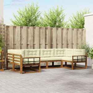vidaXL Set de canapele de exterior cu pernă 6 pcs Natural și Crem imagine