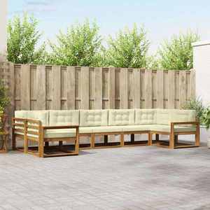 vidaXL Set de canapele de exterior cu pernă 7 pcs Natural și Crem imagine