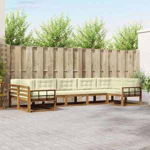 vidaXL Set de canapele de exterior cu pernă 7 pcs Natural și Crem imagine