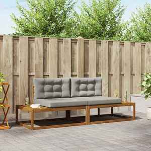 vidaXL Set de canapele de exterior 2 Bucată Gri natural și deschis imagine