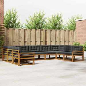 vidaXL Set de canapele de exterior cu pernă 9 pcs Natural și Antracit imagine