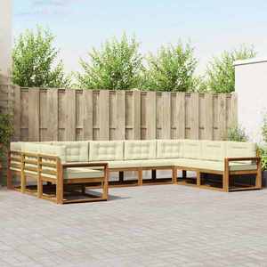 vidaXL Set de canapele de exterior cu pernă 9 pcs Natural și Crem imagine