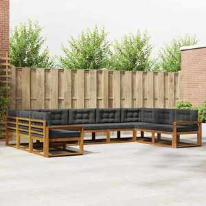 vidaXL Set de canapele de exterior cu pernă 9 pcs Natural și Antracit imagine