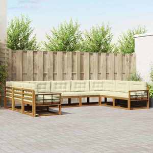 vidaXL Set de canapele de exterior cu pernă 9 pcs Natural și Crem imagine